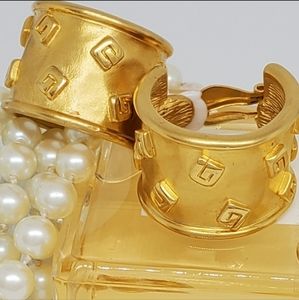 Vintage Givenchy Rare Chunky Large G Hoop Earrings